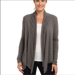 Classic Prana 100% Organic Charcoal Grey Georgia Wrap Sweater EUC